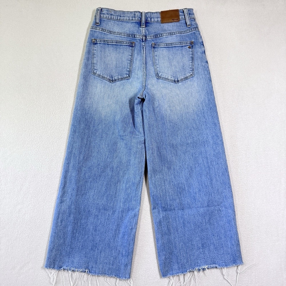 Madewell Jeans Womens 26 Wide Leg Crop Exposed Button Fly Raw Hem Stretch Denim - Picture 7 of 13